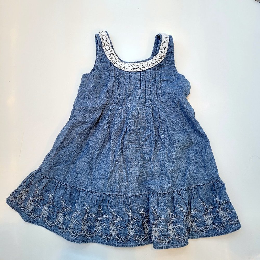 Polo Ralph Lauren Denim Tank Lace Trim Dress Sz 3T
